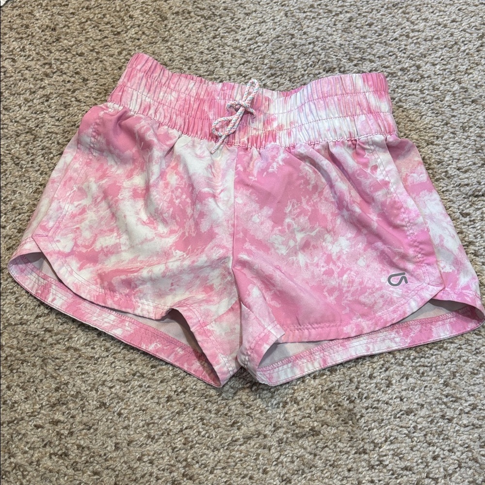 Gap Kids Athletic Fully Lined Pink and White Marbled Shorts Size Small | running